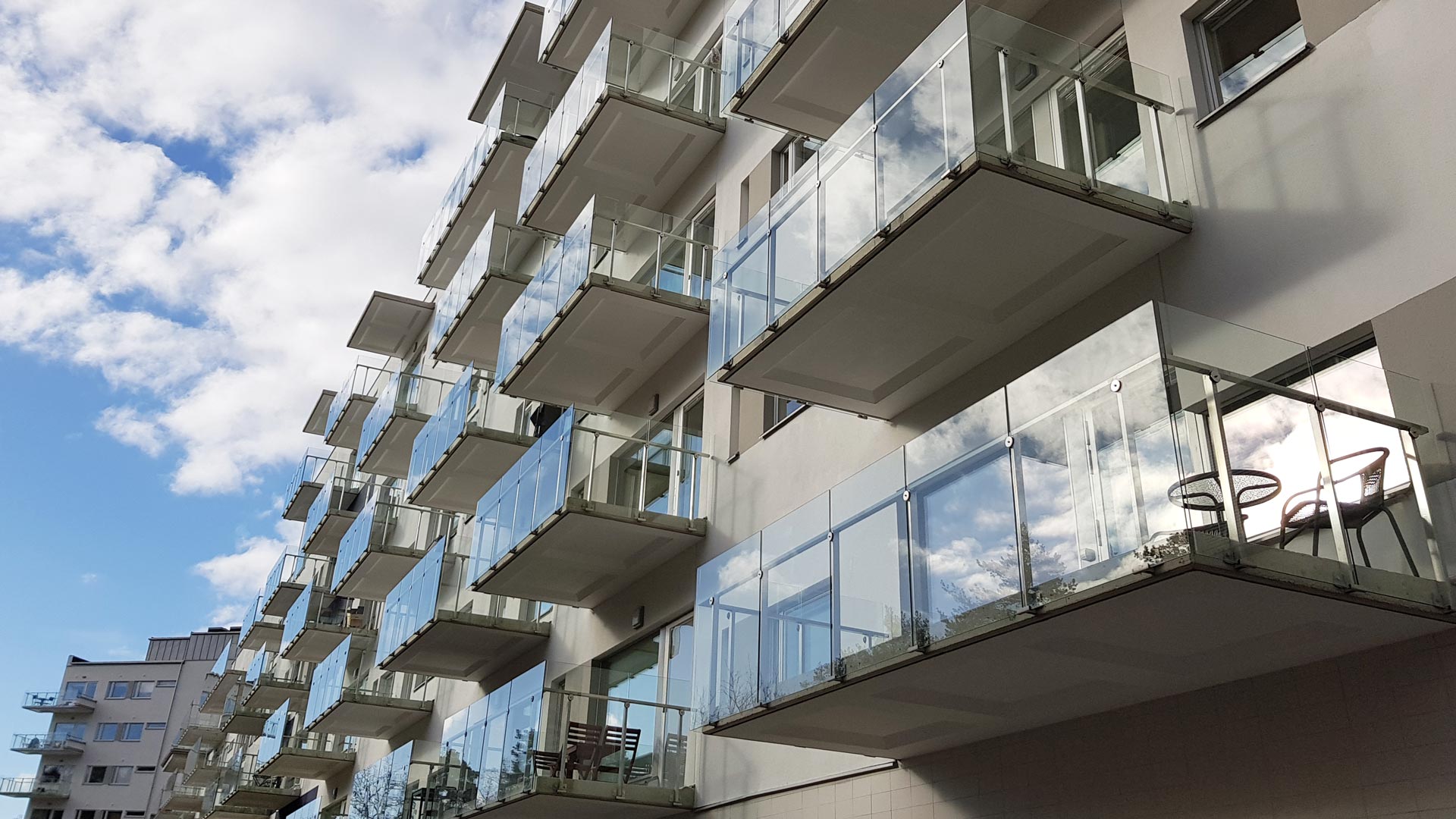 RIPO railings in modern apartment building projects in Sweden
